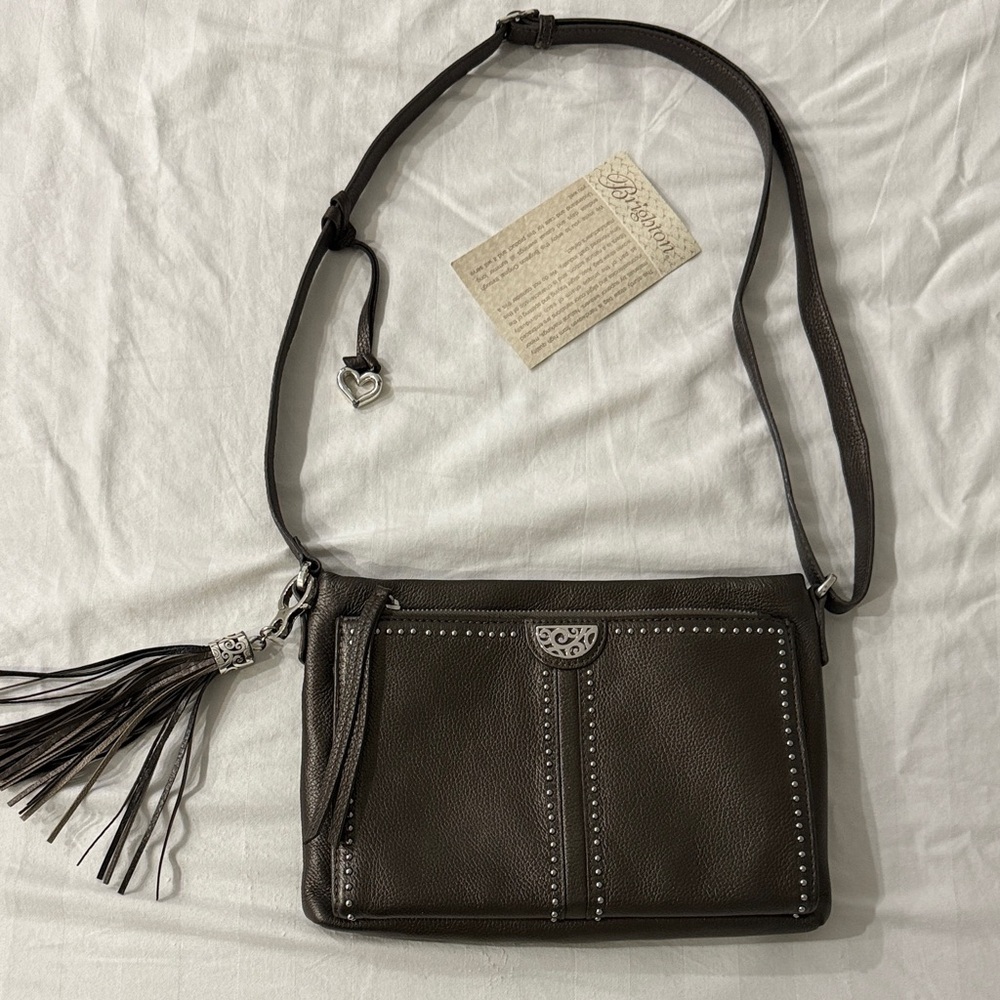 Brighton Brown Leather Crossbody Bag with Structured Design